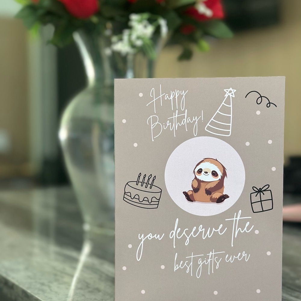 Cute Sloth Birthday Card